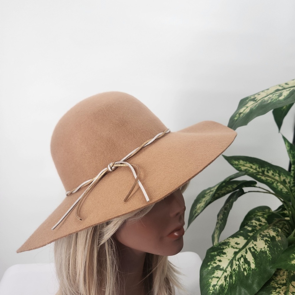 Adora 100% Wool Felt Wide Brim Floppy Packable Adjustable One Size Sun Hat Boho